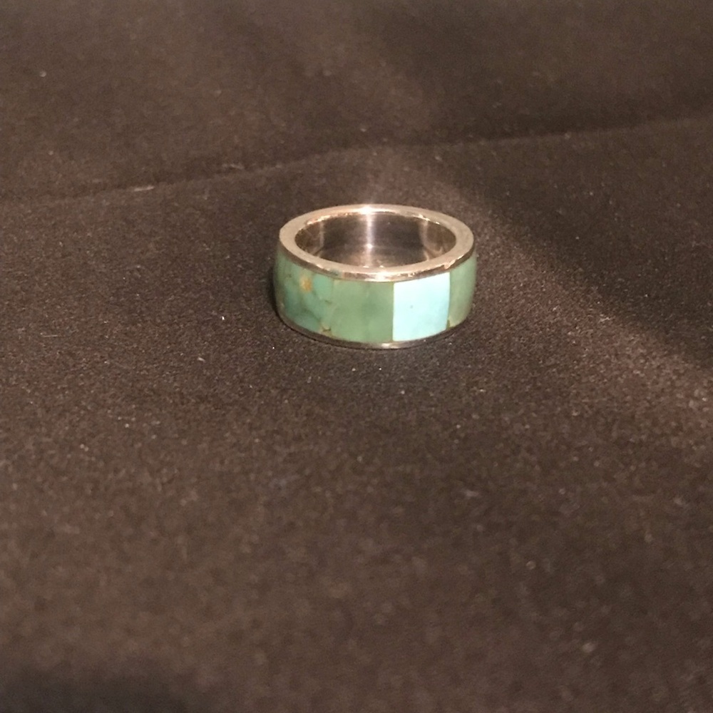 Turquoise Silver Band Ring - Picture 5 of 8